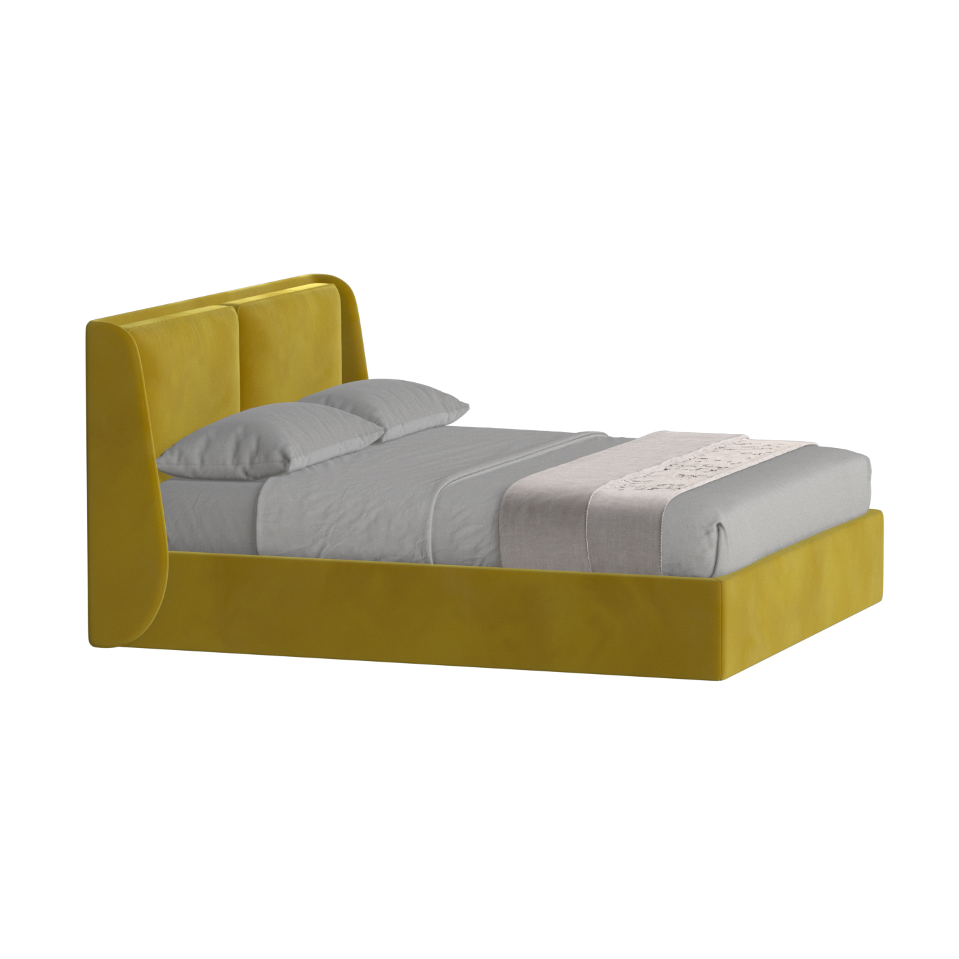 Lit double rembourré Ruby en tissu haut de gamme 