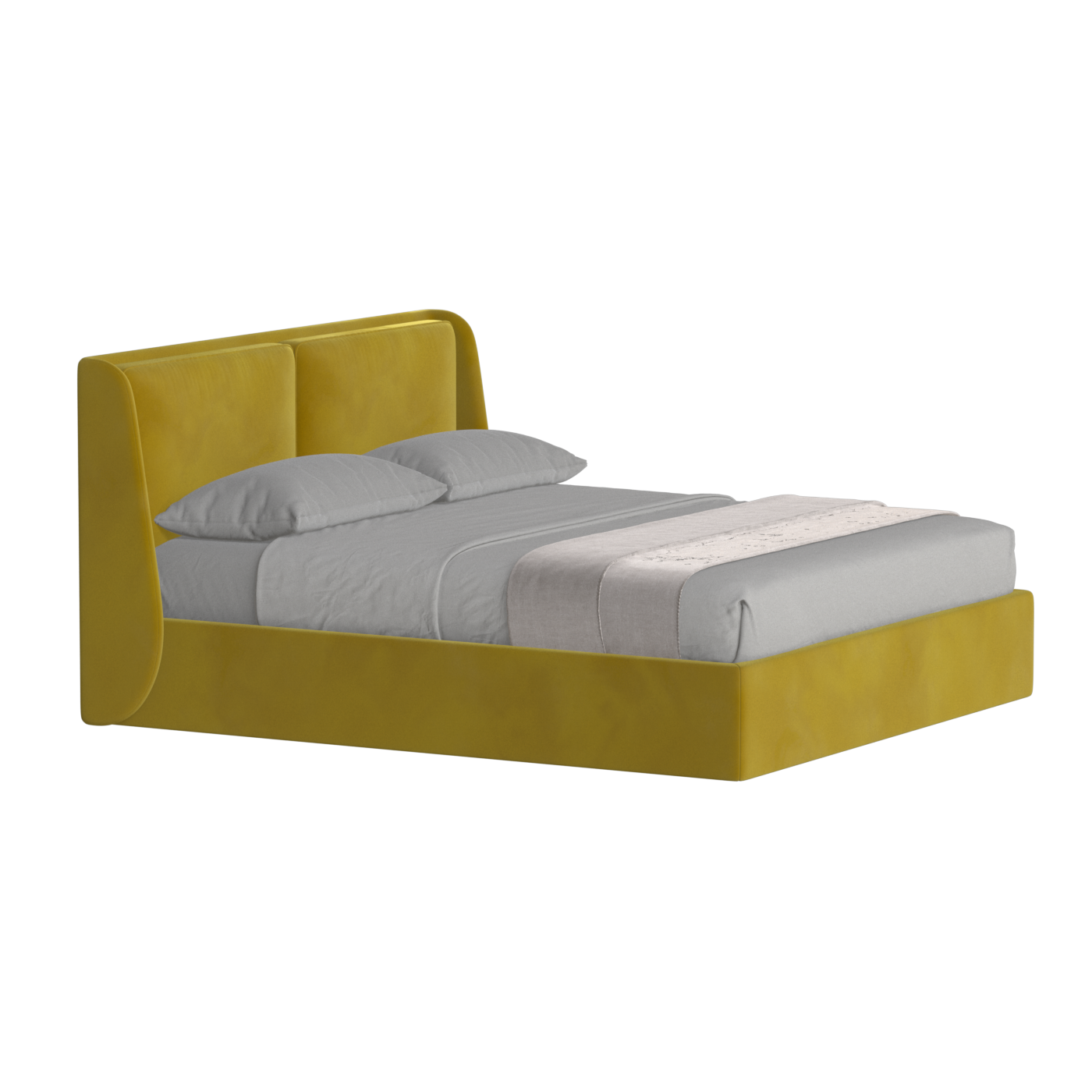 Lit double rembourré Ruby en tissu haut de gamme 