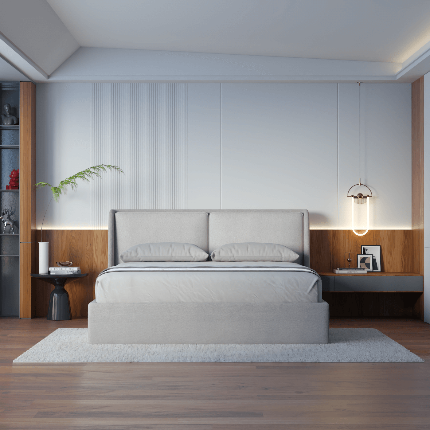 Lit double rembourré Ruby en tissu haut de gamme 