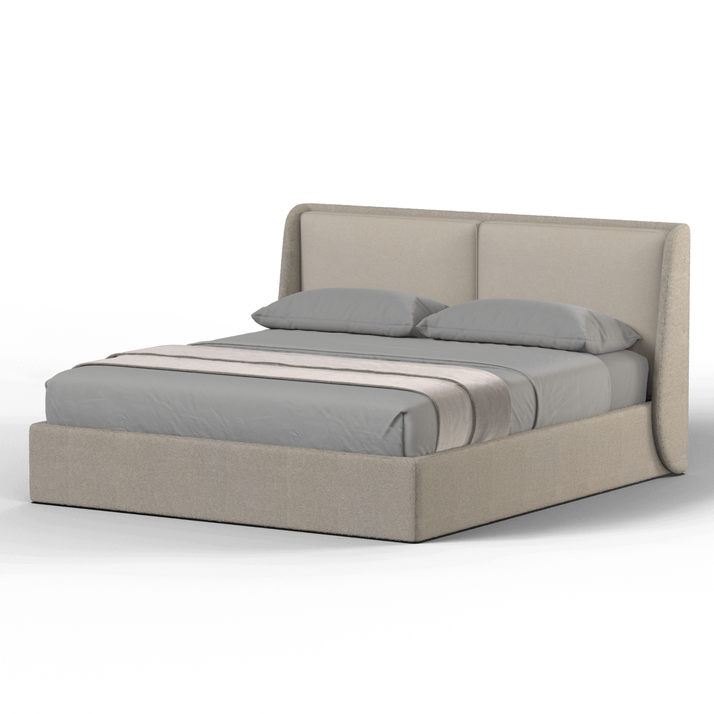 Lit double rembourré Ruby en tissu haut de gamme 