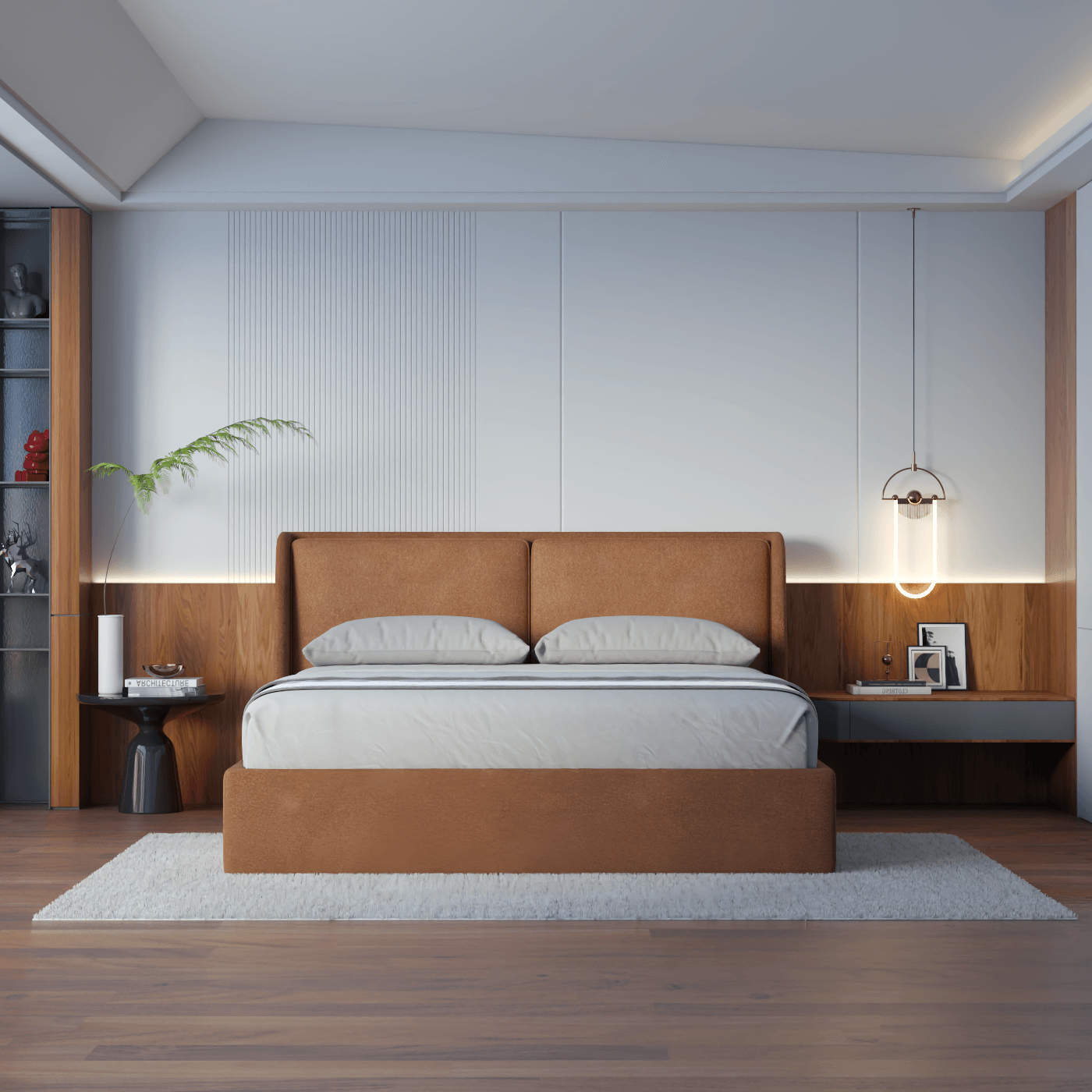 Lit double rembourré Ruby en tissu haut de gamme 