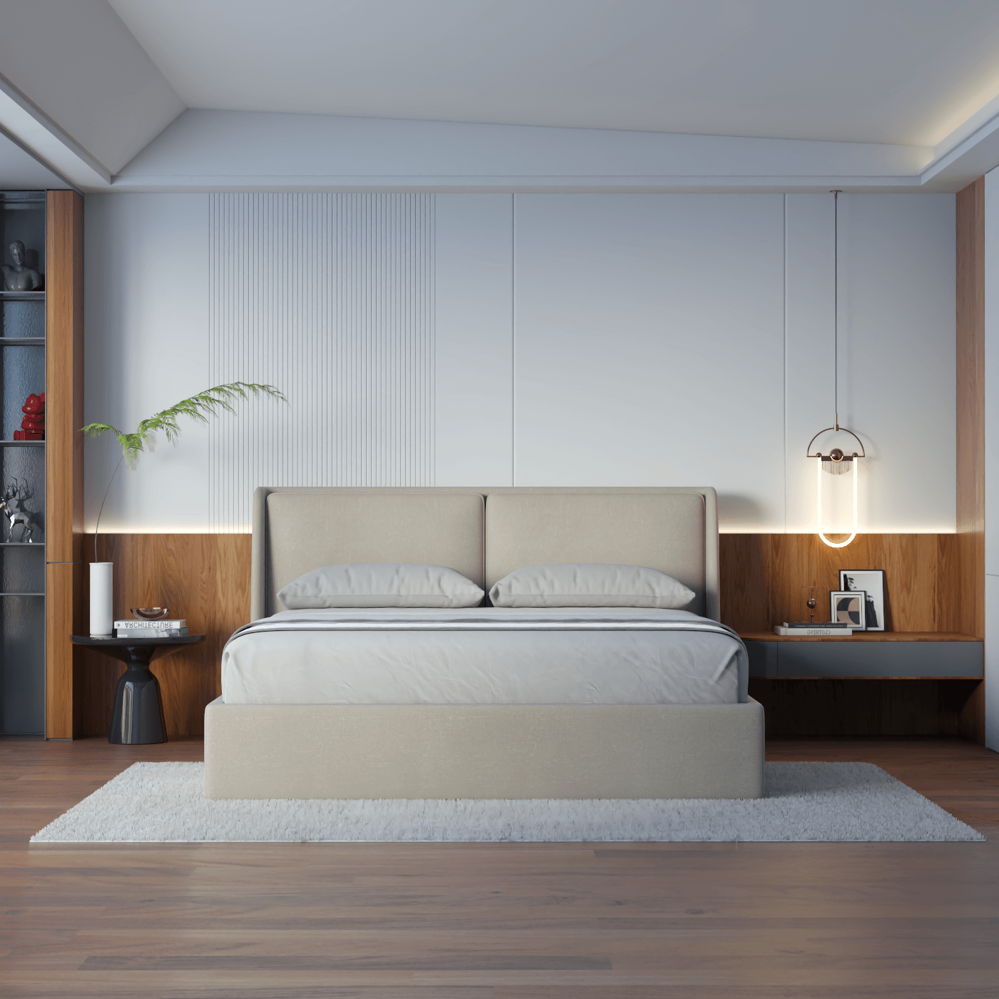 Lit double rembourré Ruby en tissu haut de gamme 