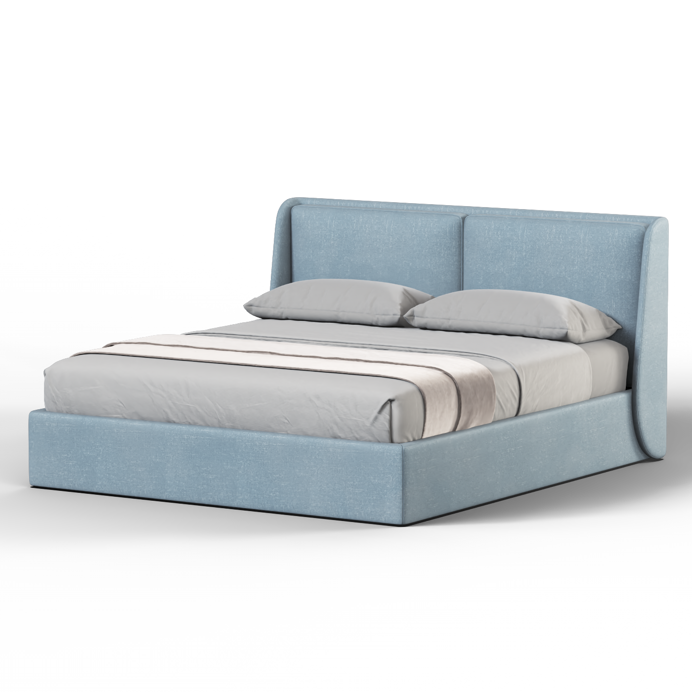 Lit double rembourré Ruby en tissu haut de gamme 
