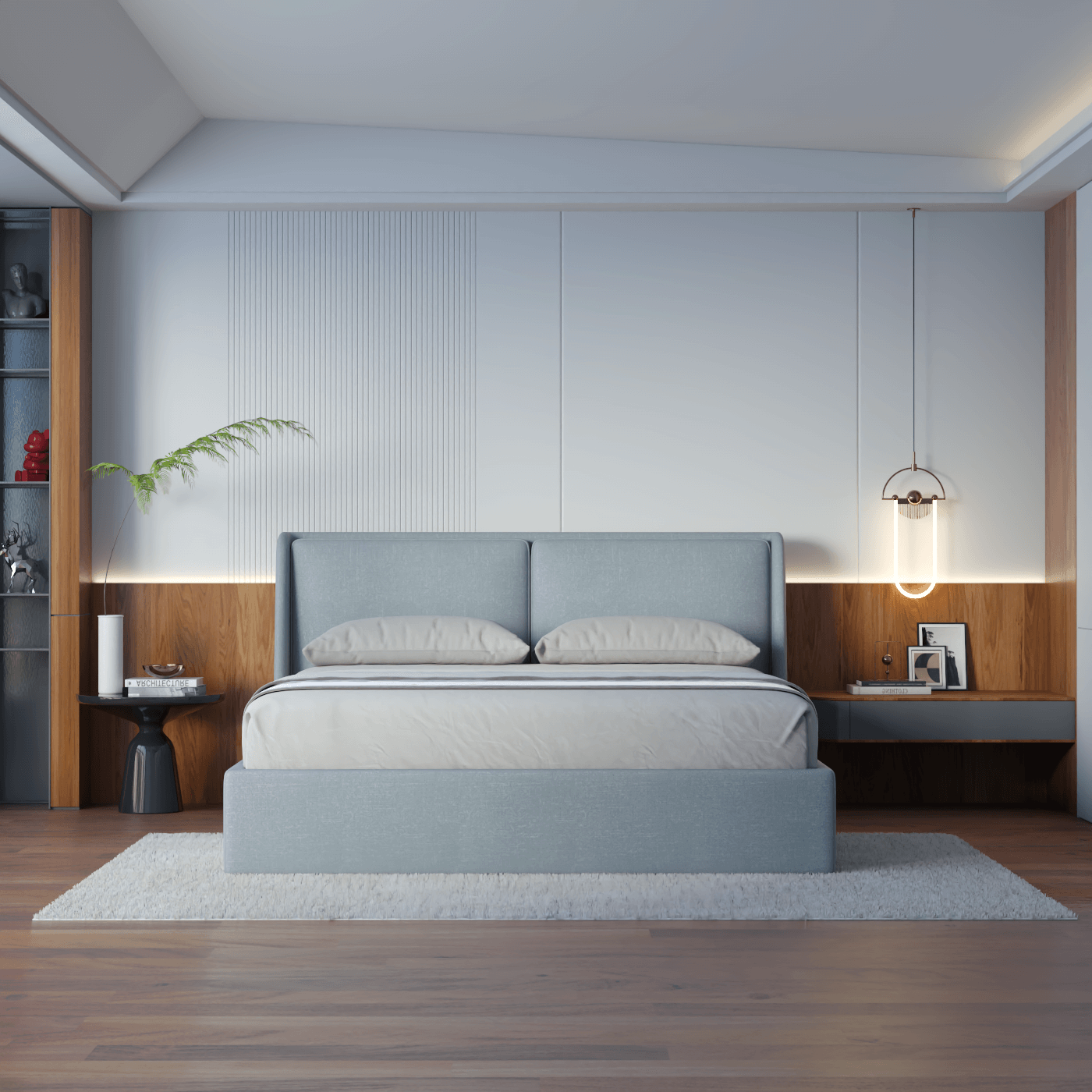 Lit double rembourré Ruby en tissu haut de gamme 