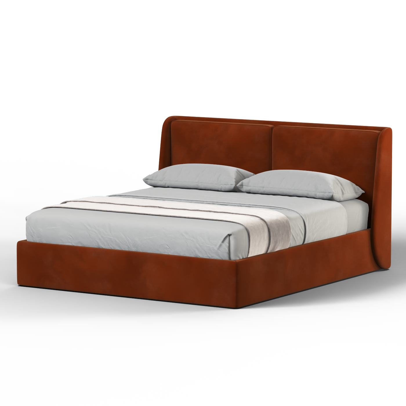 Lit double rembourré Ruby en tissu haut de gamme 
