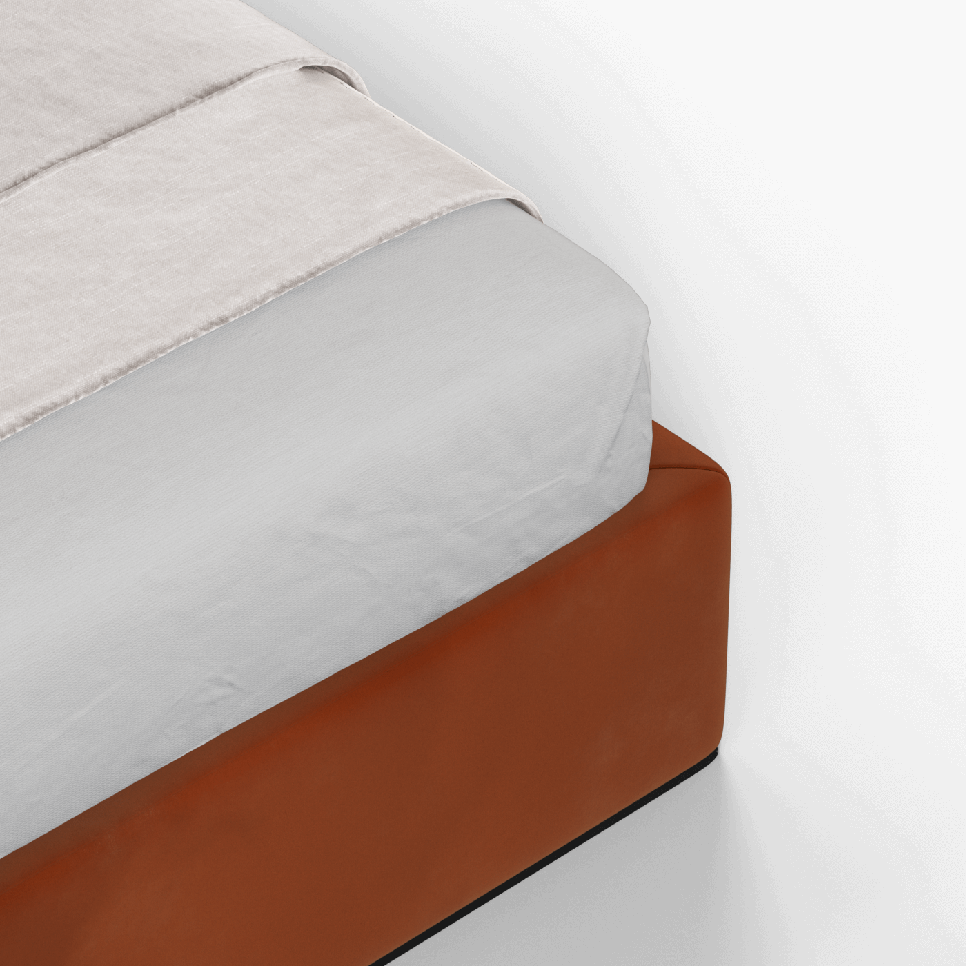 Lit double rembourré Ruby en tissu haut de gamme 