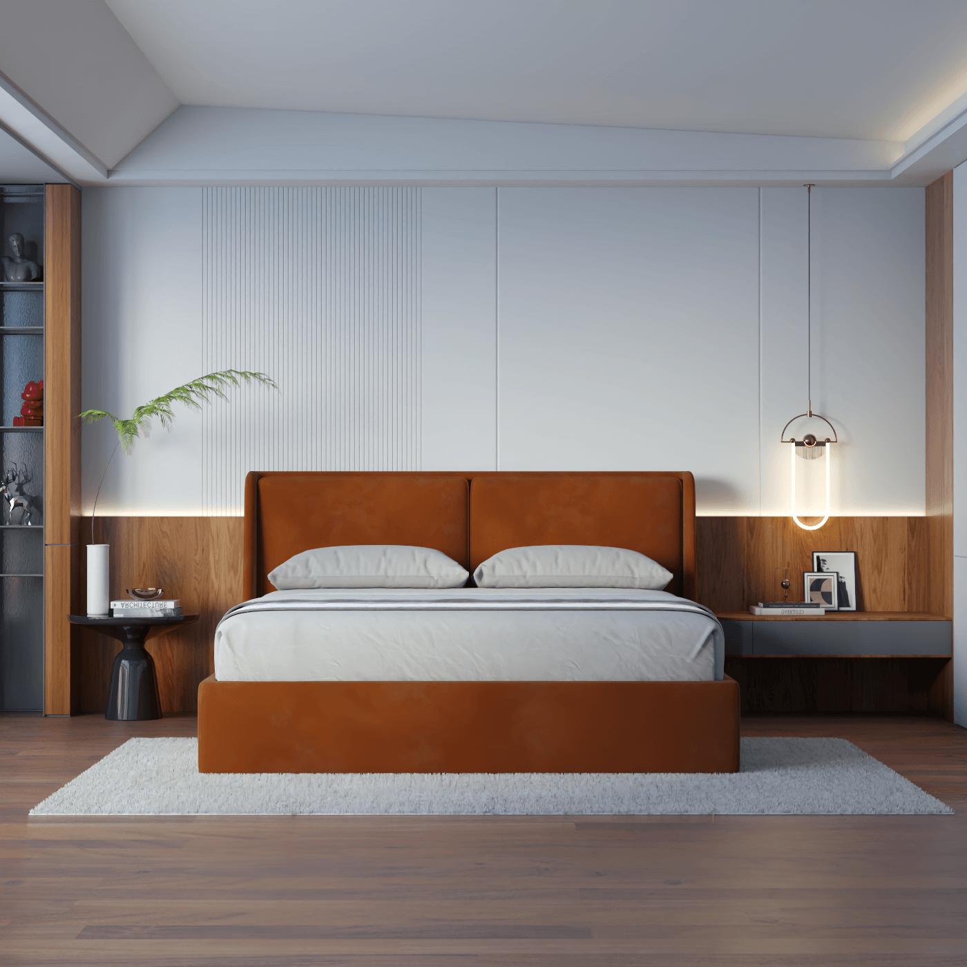 Lit double rembourré Ruby en tissu haut de gamme 