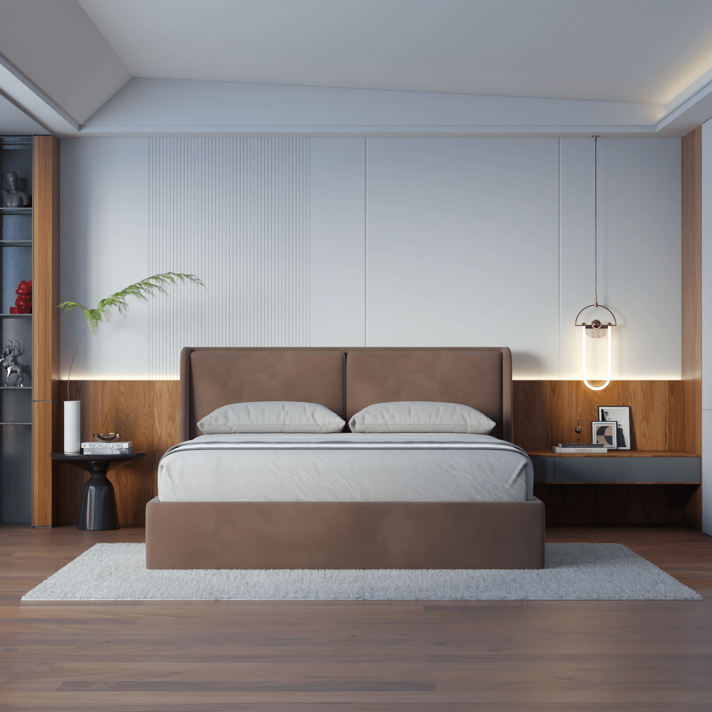 Lit double rembourré Ruby en tissu haut de gamme 