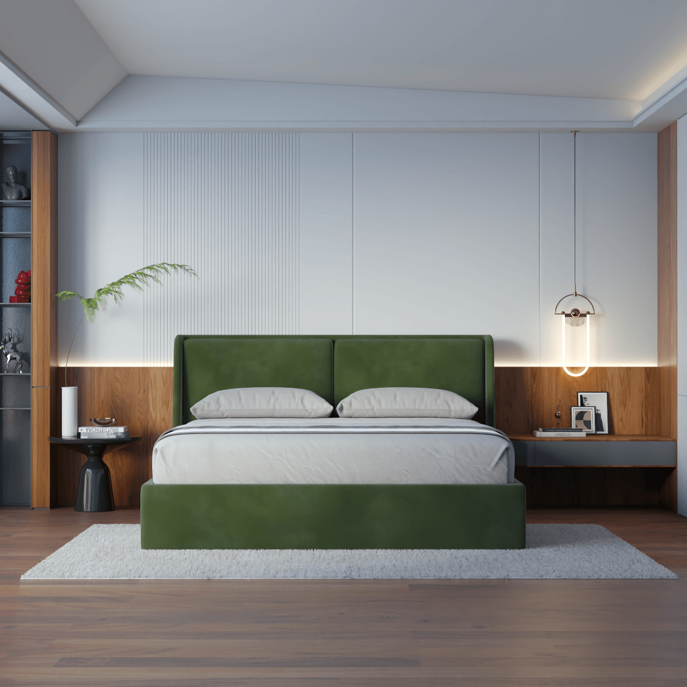 Lit double rembourré Ruby en tissu haut de gamme 
