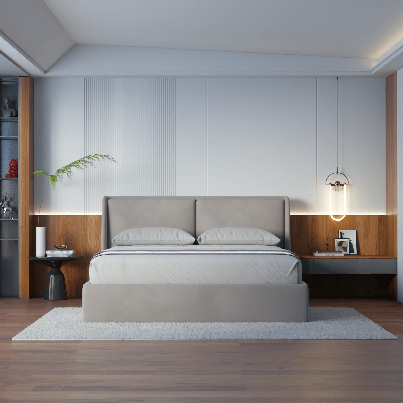Lit double rembourré Ruby en tissu haut de gamme 