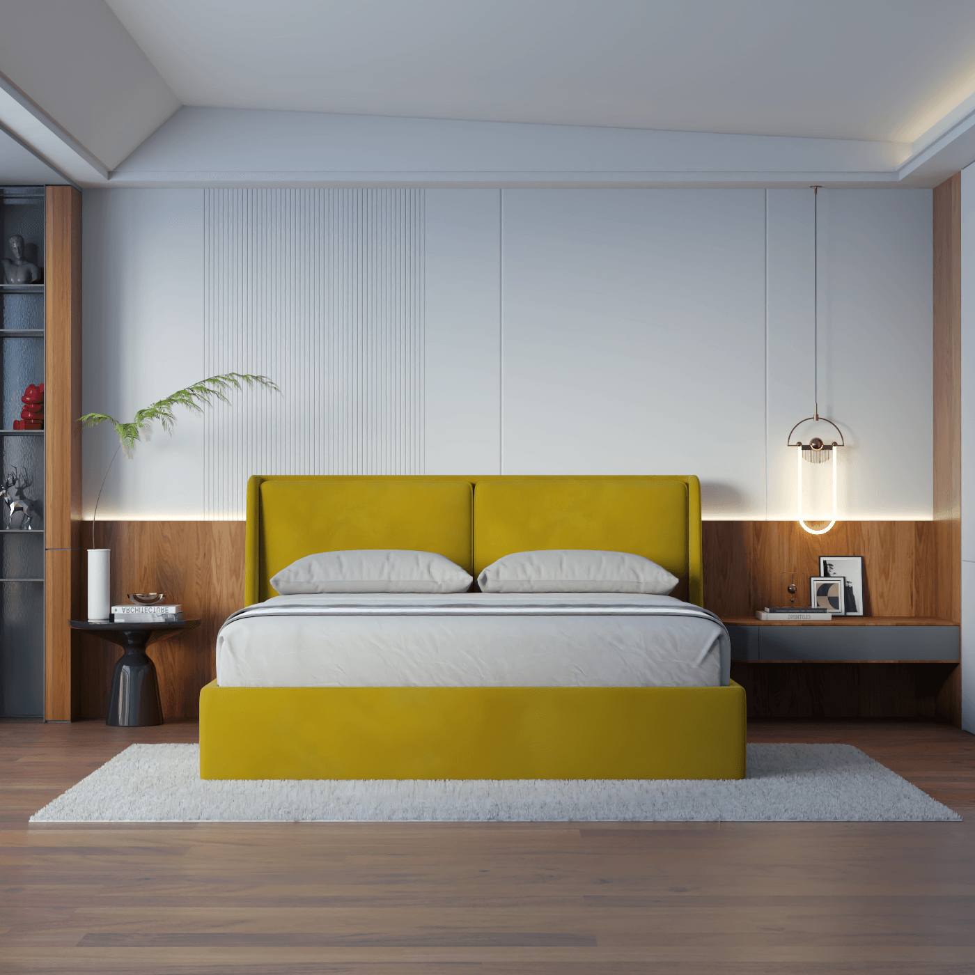 Lit double rembourré Ruby en tissu haut de gamme 