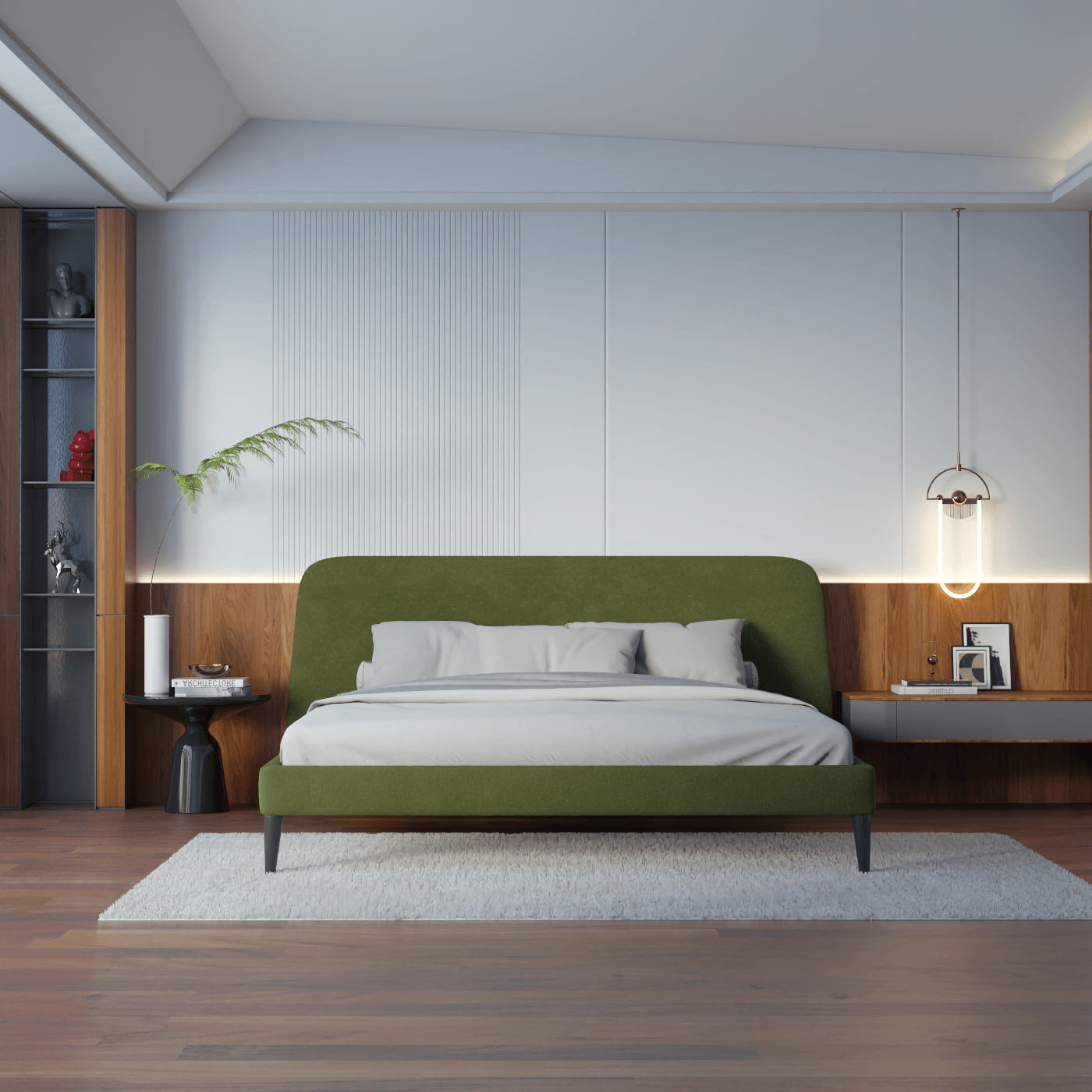 Lit double Selma avec capitonnage vertical profond