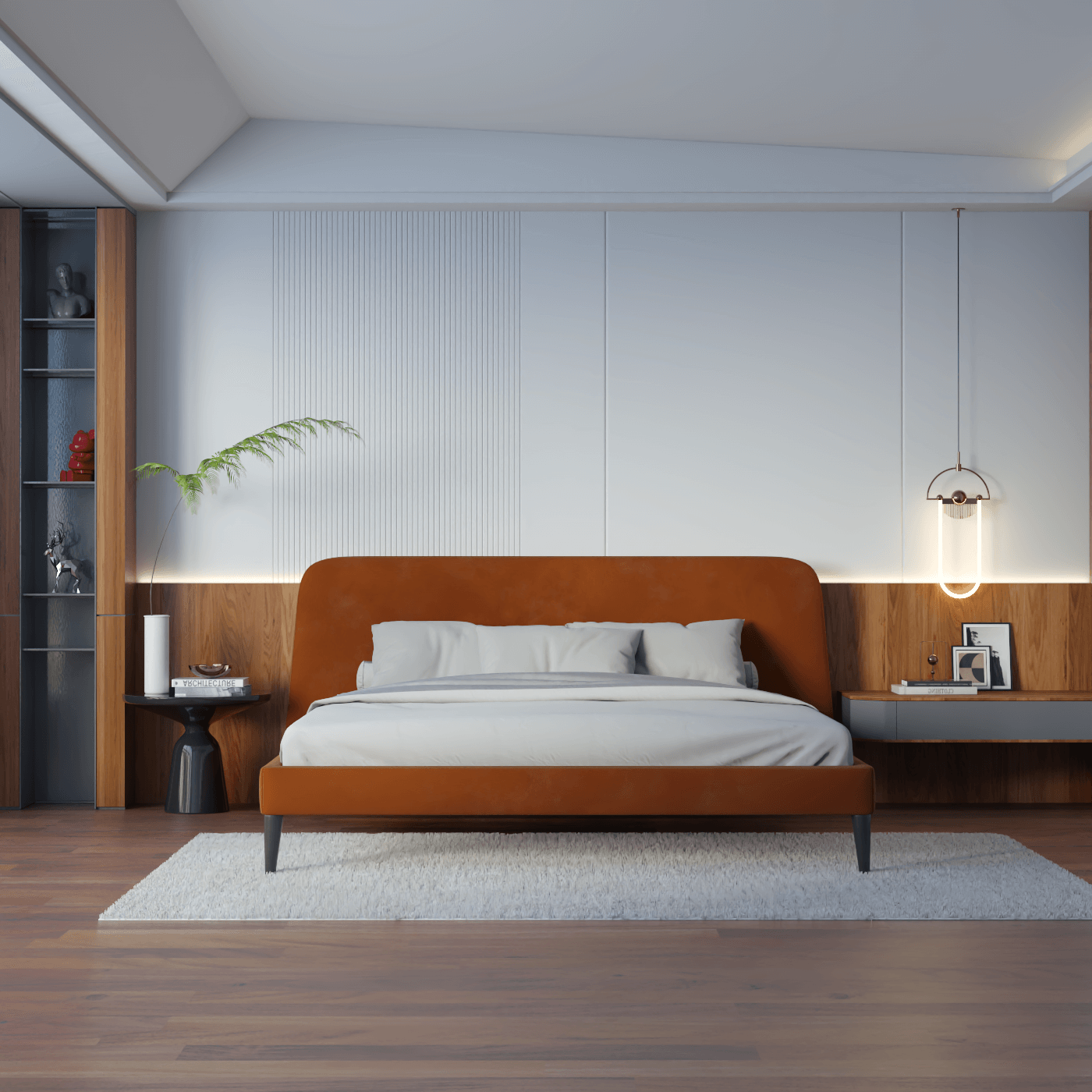 Lit double Selma avec capitonnage vertical profond
