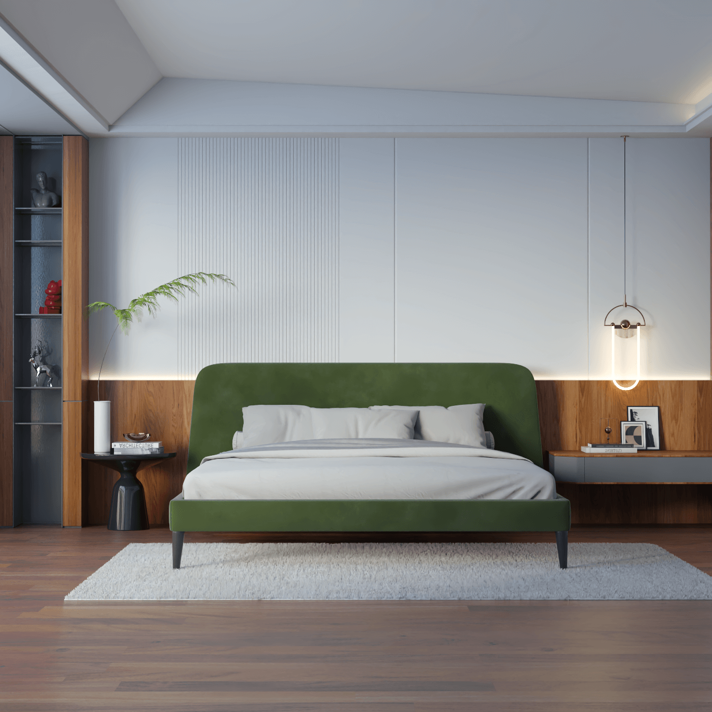 Lit double Selma avec capitonnage vertical profond