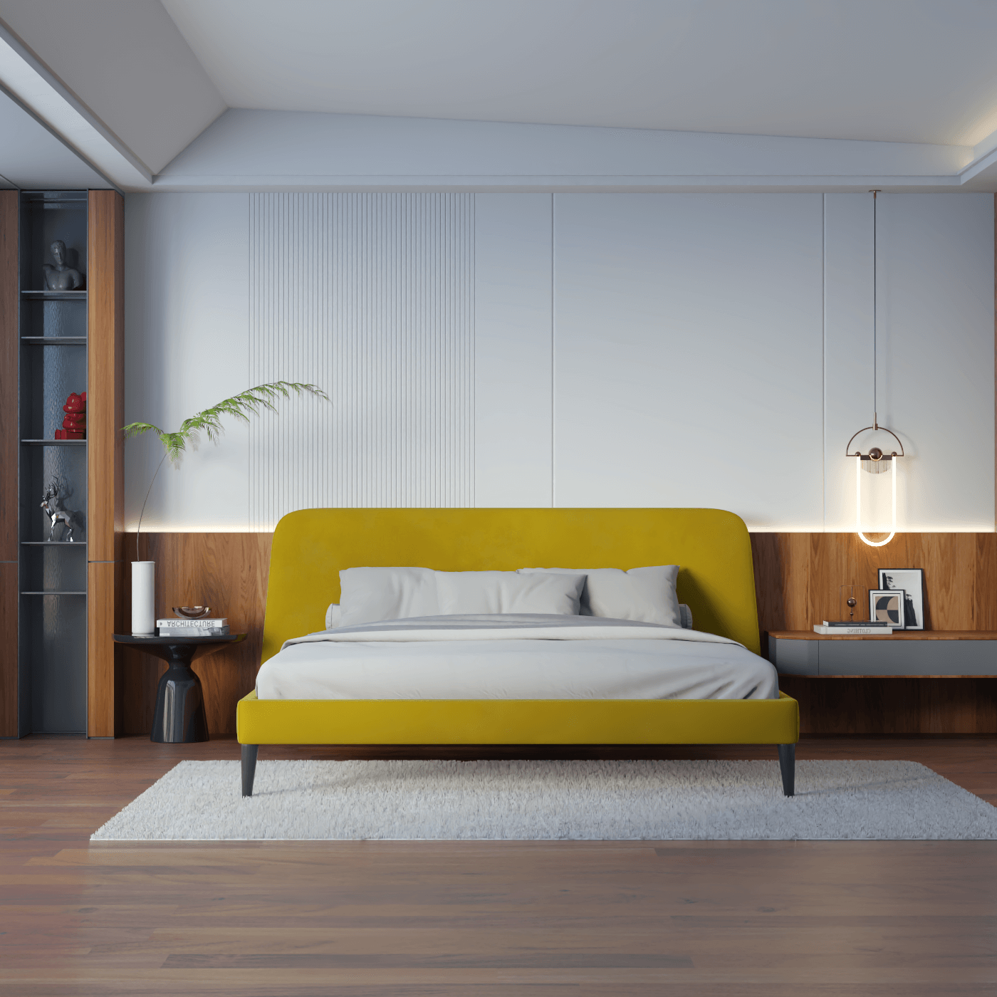 Lit double Selma avec capitonnage vertical profond