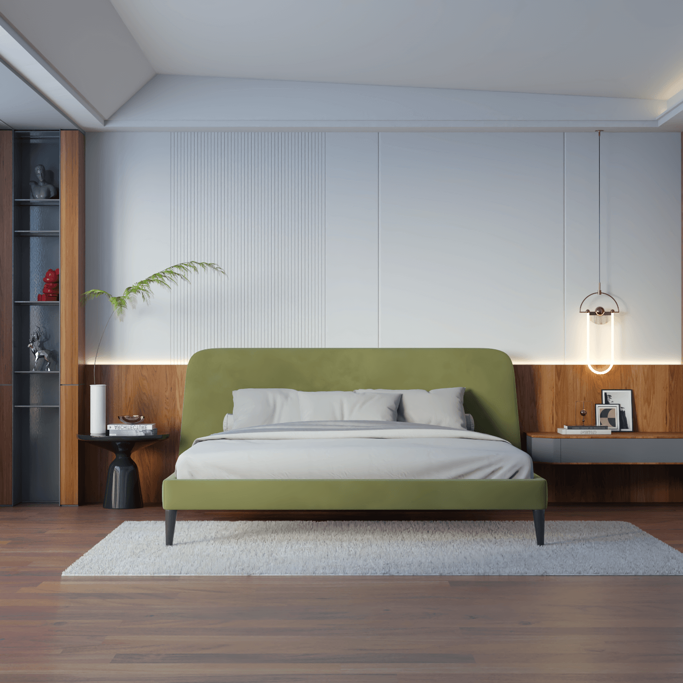 Lit double Selma avec capitonnage vertical profond