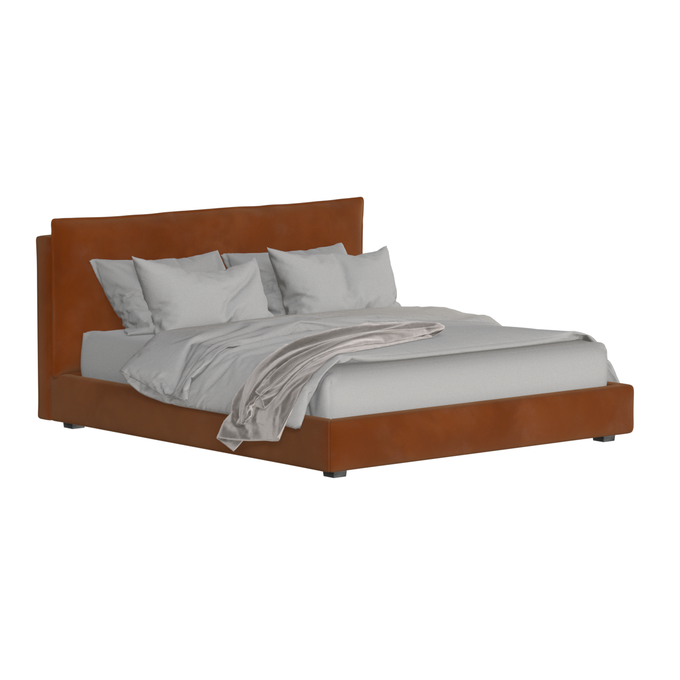 Thea Upholstered Double Bed with Clean Headboard