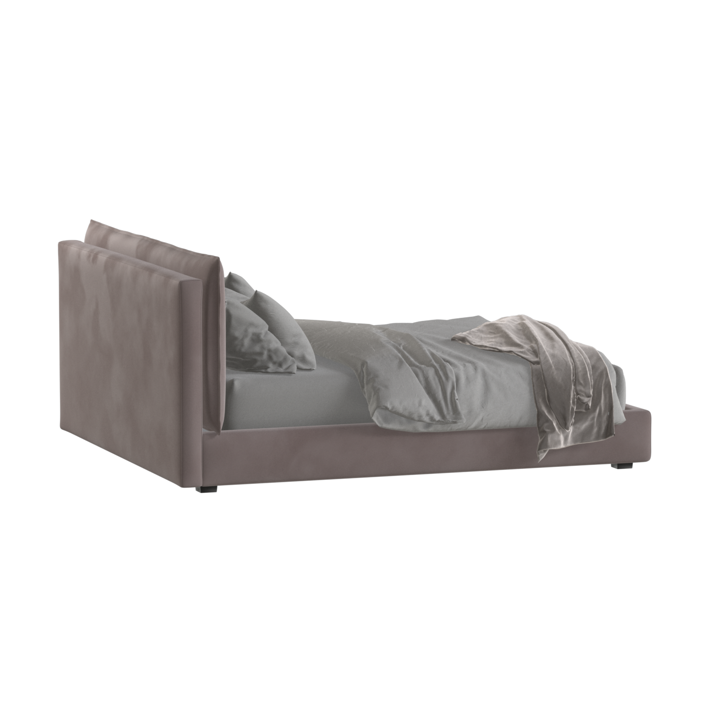 Lit double rembourré Thea avec tête de lit épurée