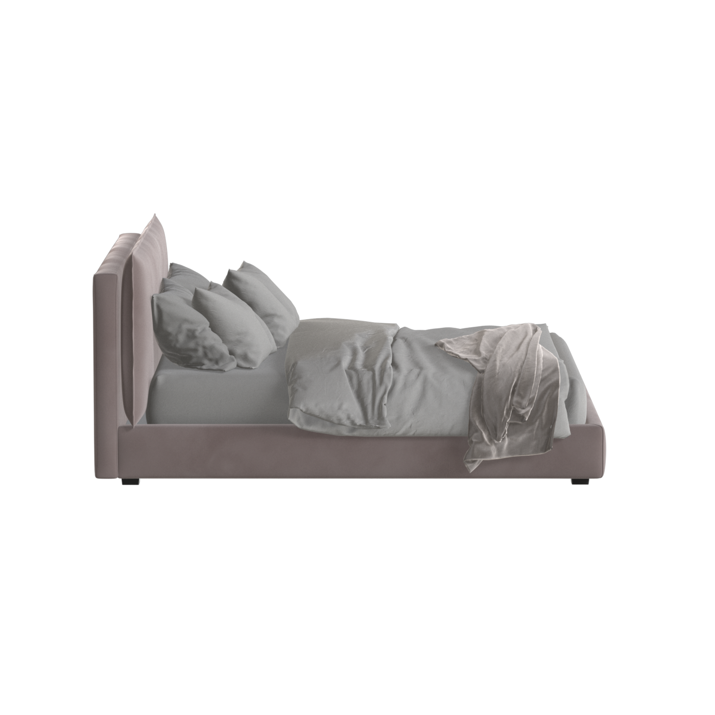 Lit double rembourré Thea avec tête de lit épurée