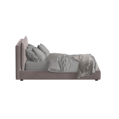 Lit double rembourré Thea avec tête de lit épurée