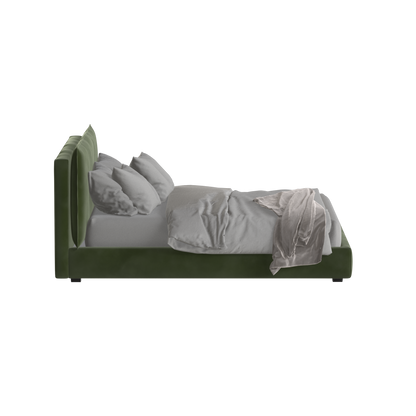 Lit double rembourré Thea avec tête de lit épurée