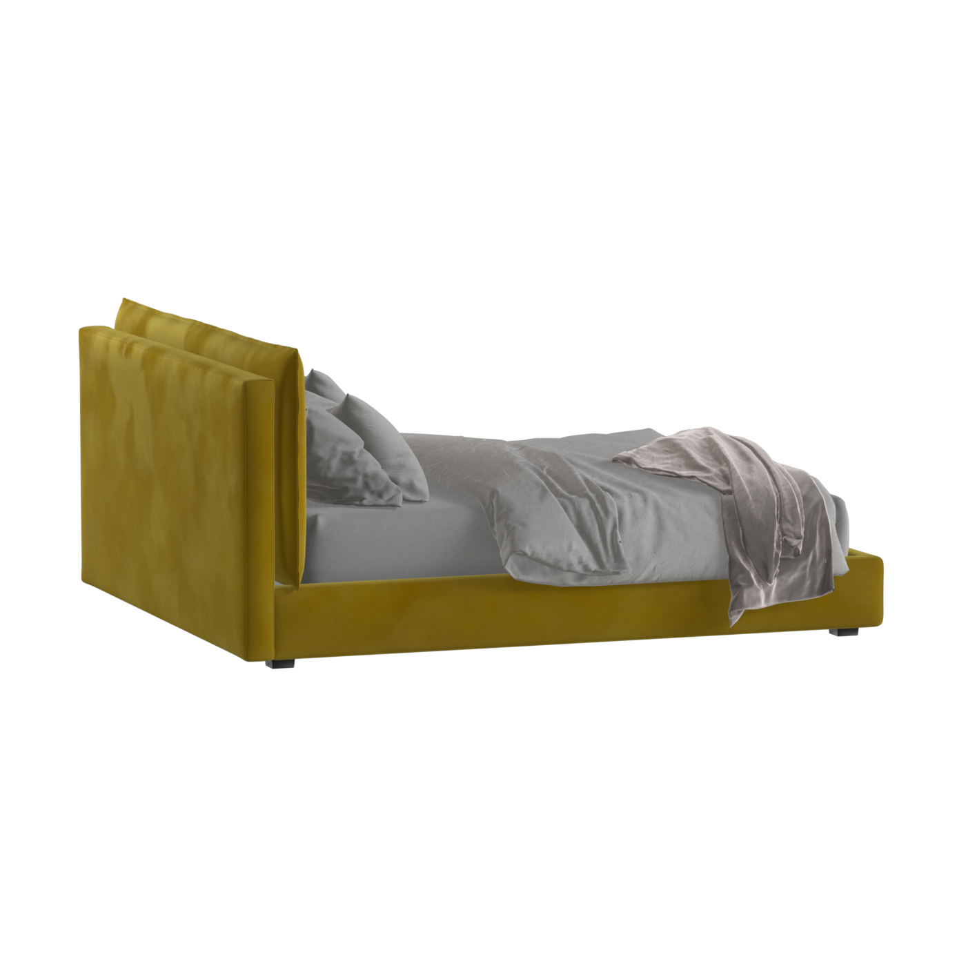 Lit double rembourré Thea avec tête de lit épurée