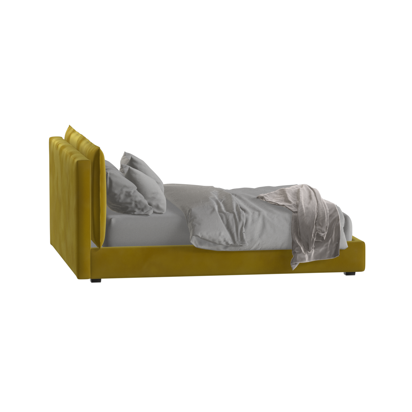Lit double rembourré Thea avec tête de lit épurée