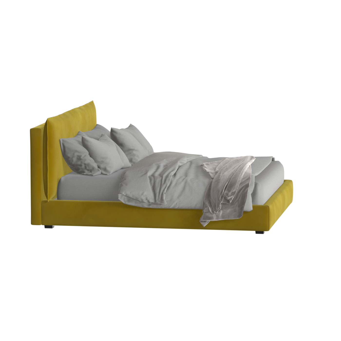 Lit double rembourré Thea avec tête de lit épurée