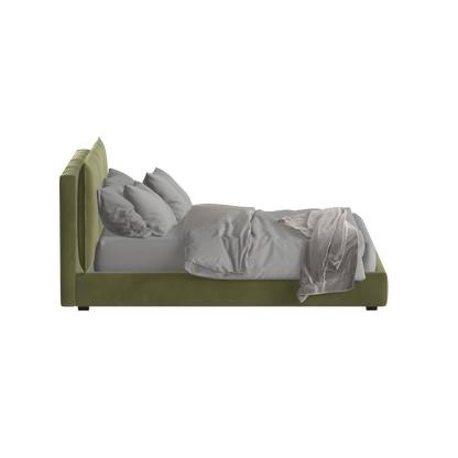 Lit double rembourré Thea avec tête de lit épurée